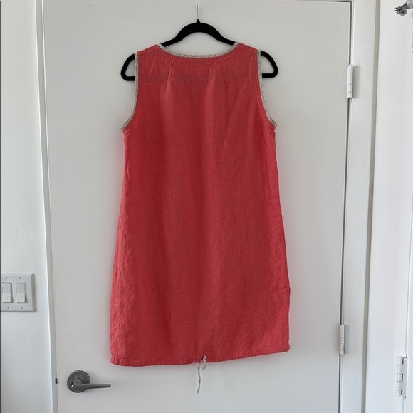 Vibrant Coral Linen Shift Dress L - Picture 4 of 5
